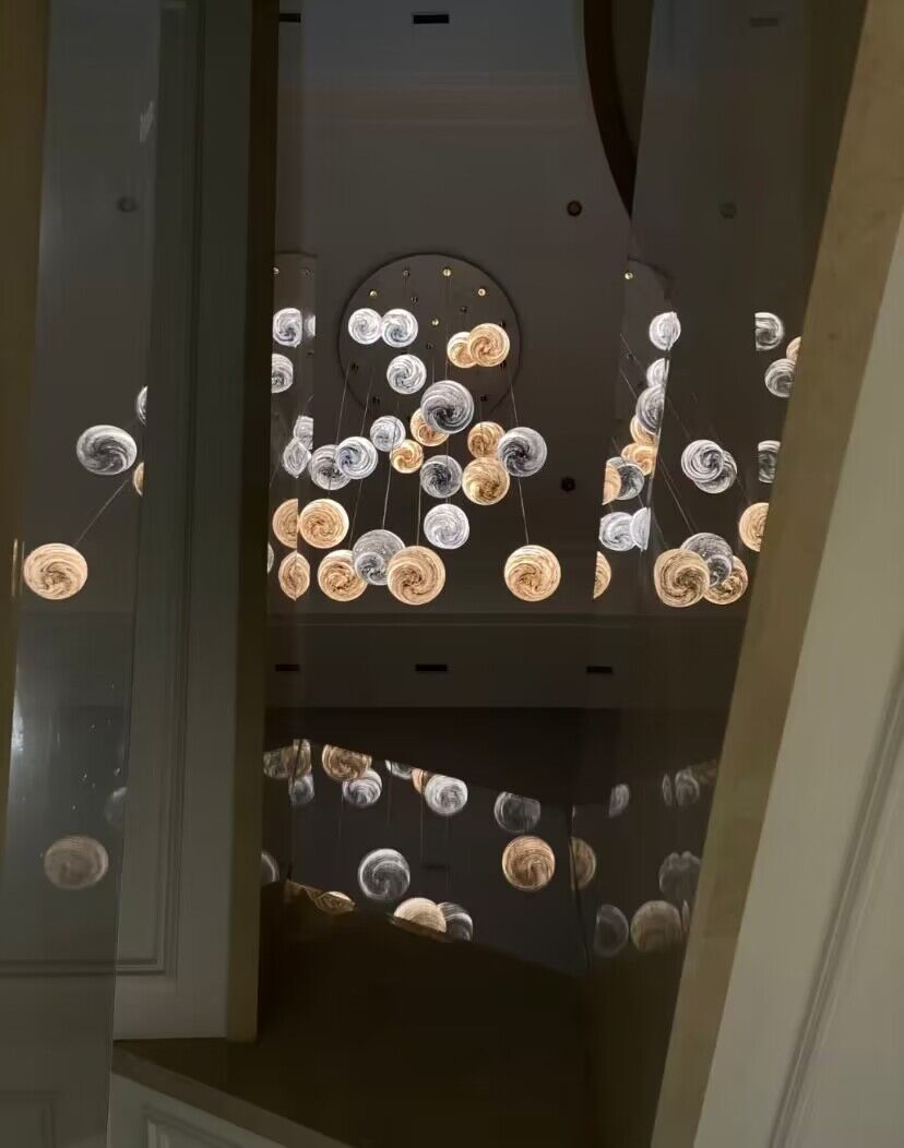Nordic Planet Creative Long Ball Pendant Chandelier Staircase Foyer - 15 Lights: D23.6"*H98.4"Blushlighting
