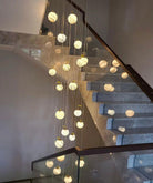 Nordic Planet Creative Long Ball Pendant Chandelier Staircase Foyer - 6 Lights: D11.8"*H78.7"Blushlighting