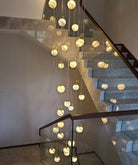 Nordic Planet Creative Long Ball Pendant Chandelier Staircase Foyer - 24 Lights: D31.5"*H157.5"Blushlighting