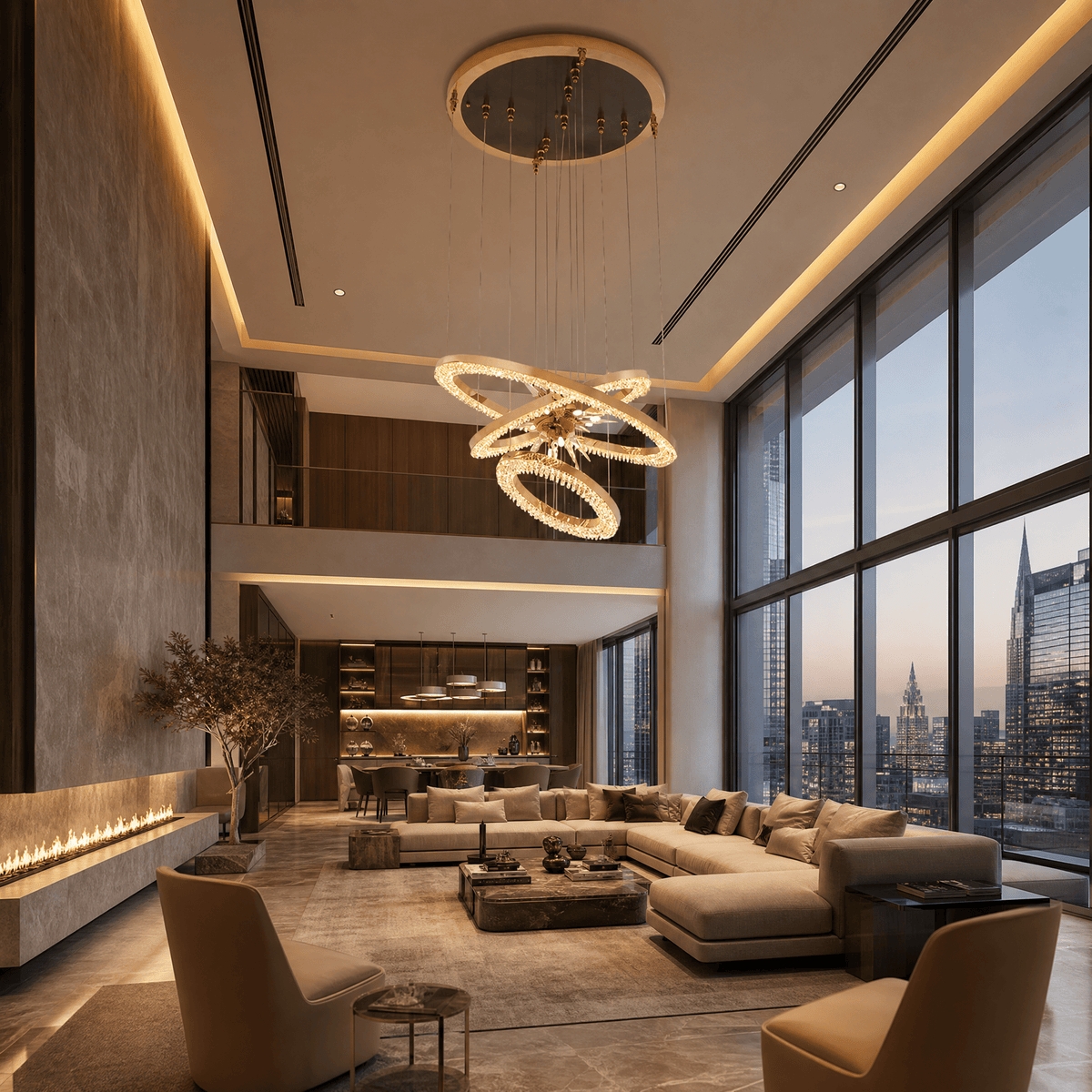 Octagonal Halo Chandelier - Blushlighting