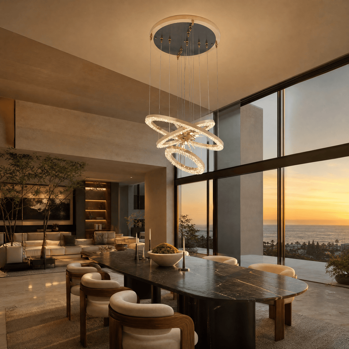 Octagonal Halo Chandelier - Blushlighting