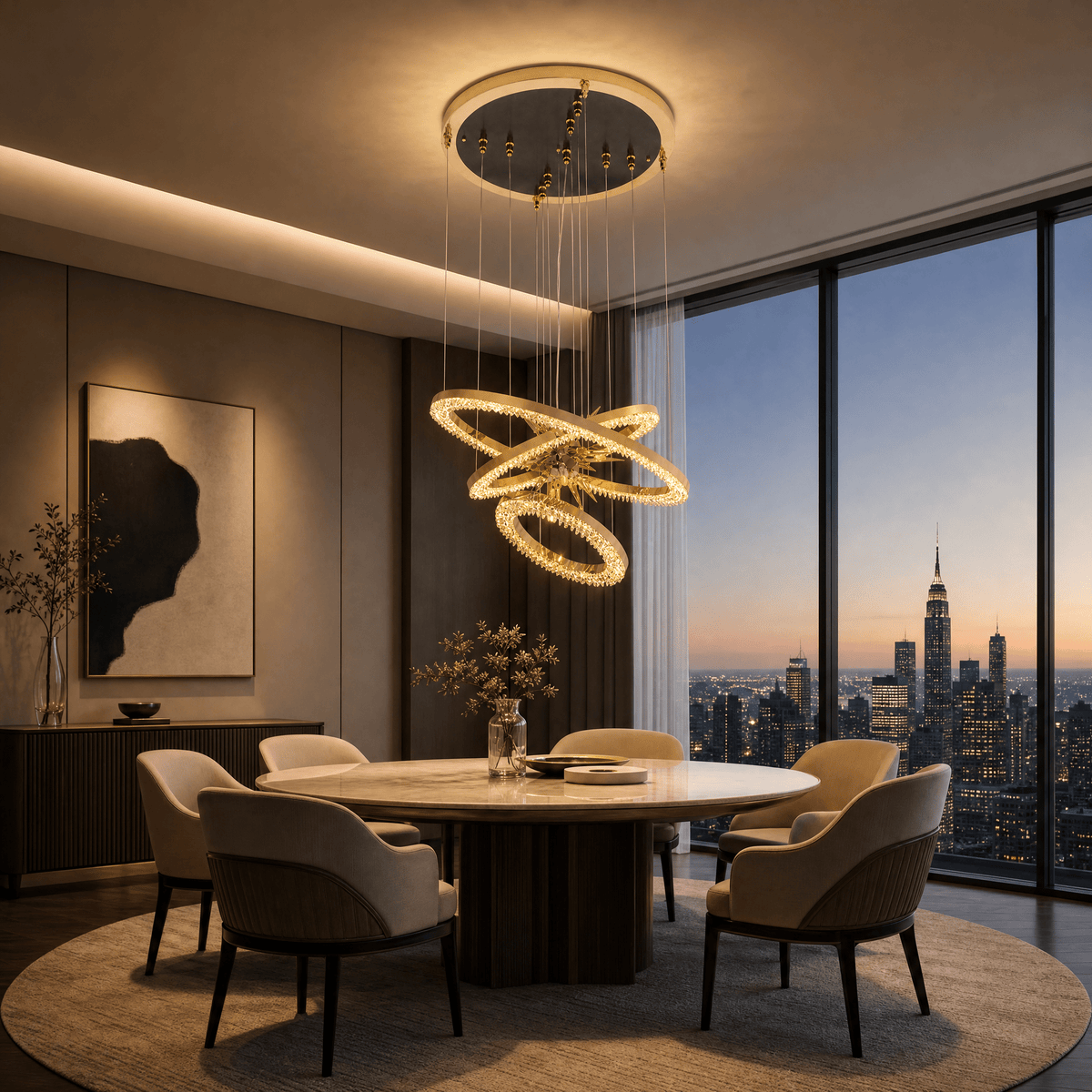 Octagonal Halo Chandelier - Blushlighting