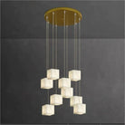 Olive Alabaster Cubic Round Pendant For Dining Table, Staircase Chandeliers Kevin Studio Inc 9-Light  