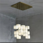 Olive Alabaster Cubic Round Pendant For Dining Table, Staircase - 18 - LightBlushlighting