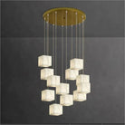 Olive Alabaster Cubic Round Pendant For Dining Table, Staircase - 12 - LightBlushlighting