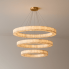 OLYRA 3 - TIER ROUND ALABASTER CHANDELIER 39" 47" 59"D - 100cm / 60cm | 39.4" / 23.6"GoldWarm whiteBlushlighting