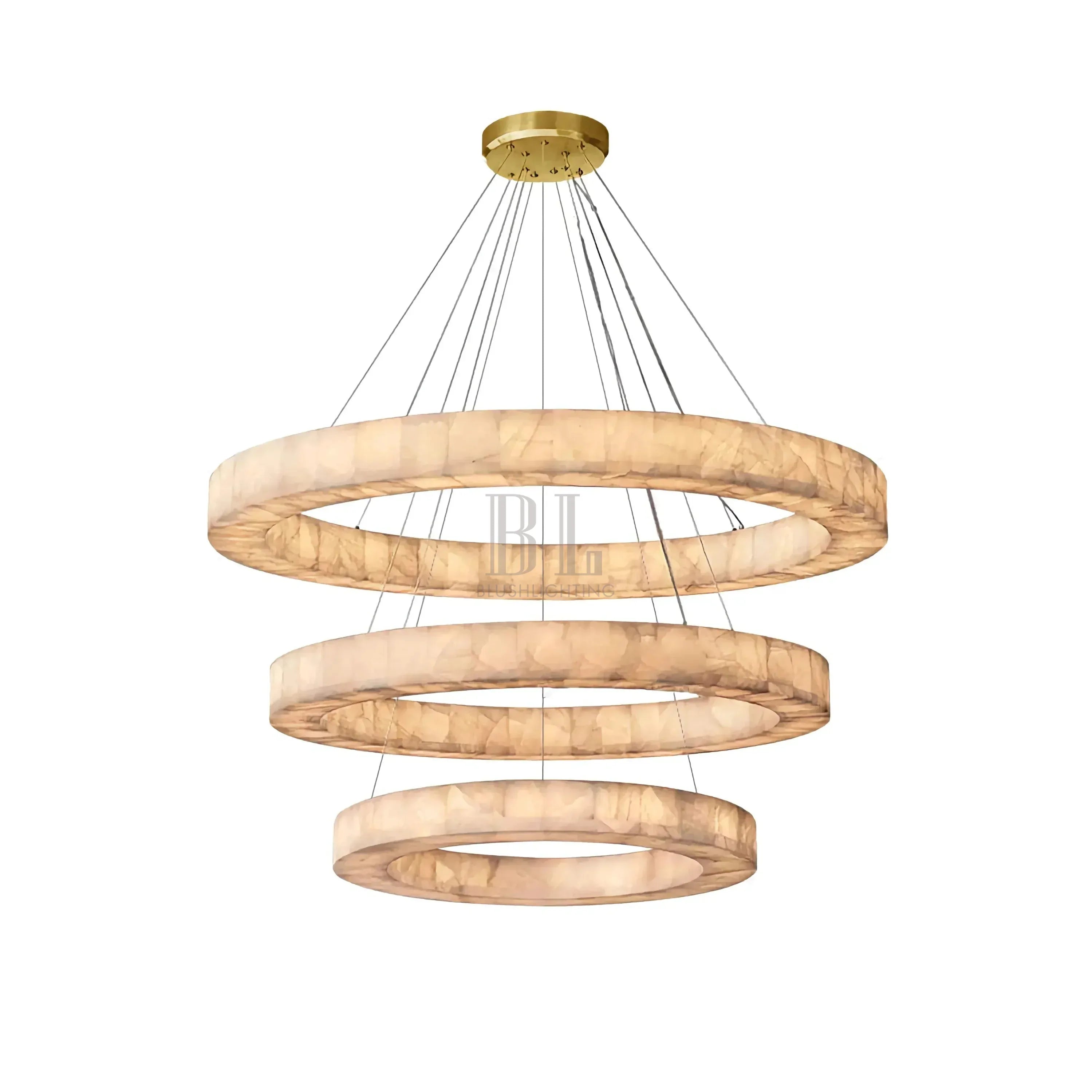 OLYRA 3 - TIER ROUND ALABASTER CHANDELIER 39" 47" 59"D - 100cm / 60cm | 39.4" / 23.6"GoldWarm whiteBlushlighting