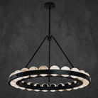 Alabaster Round Chandelier in a dining room