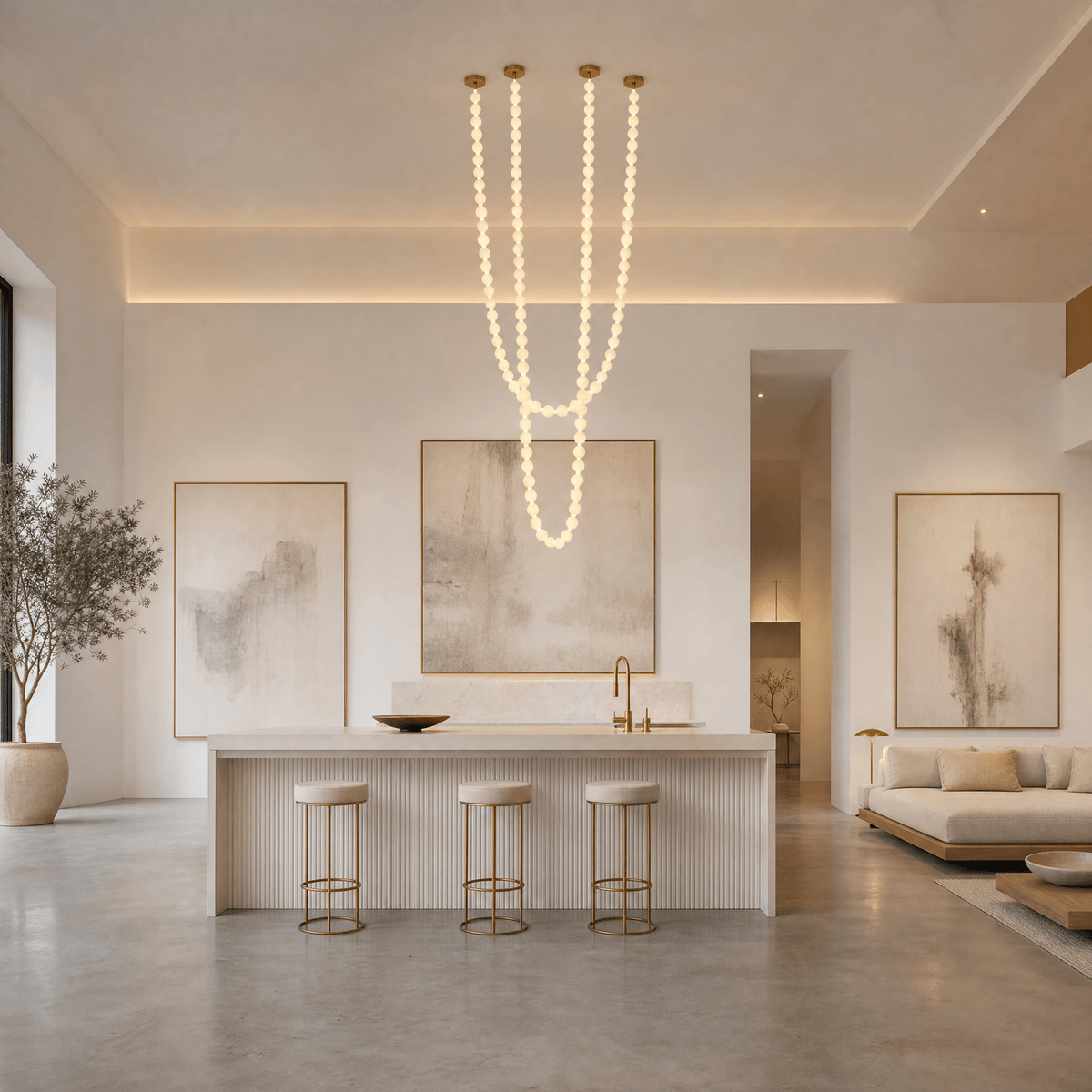 Orbita Modern Alabaster Pearl Chain Chandelier - Blushlighting
