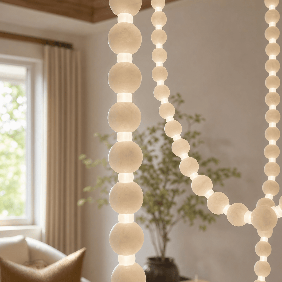 Orbita Modern Alabaster Pearl Chain Chandelier - Blushlighting