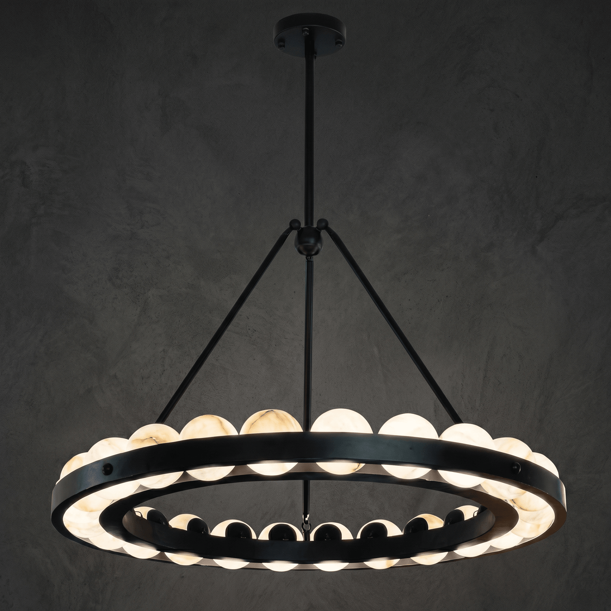 Orbita Modern Alabaster Round Chandelier - D900×H600Blushlighting