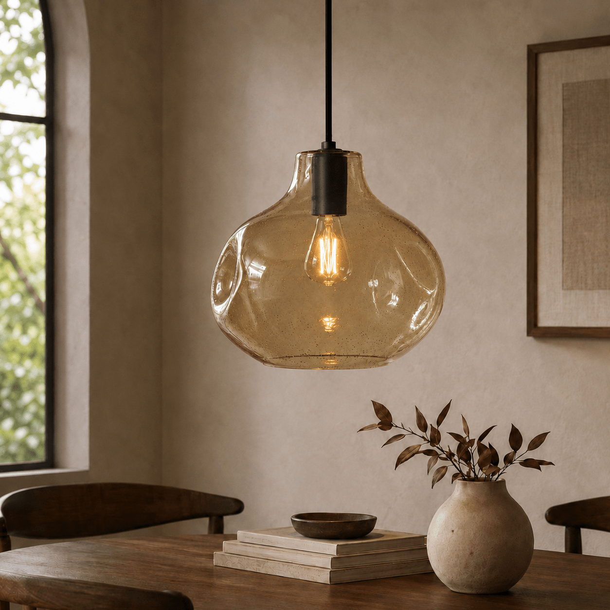 Organic 12" Pendant - SMOKEblackBlushlighting