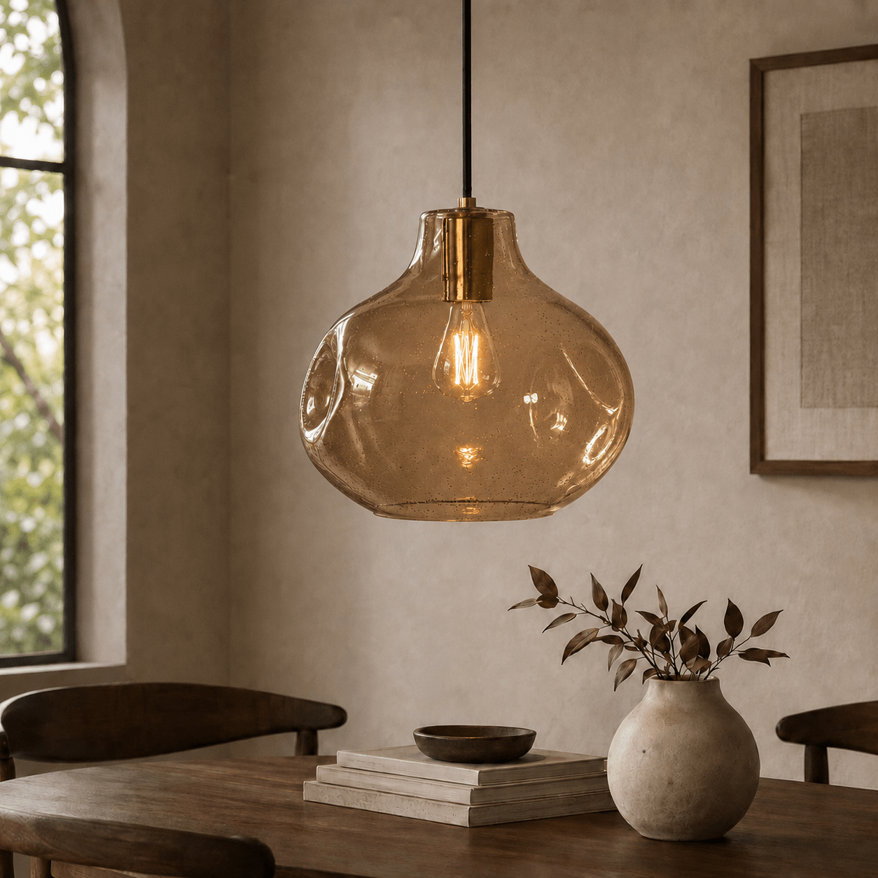 Organic 12" Pendant - SMOKEbrassBlushlighting