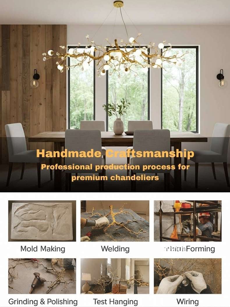 Orgi Statement Linear Branch Chandelier - Gold47.24"(120cm)Warm white 3000KBlushlighting