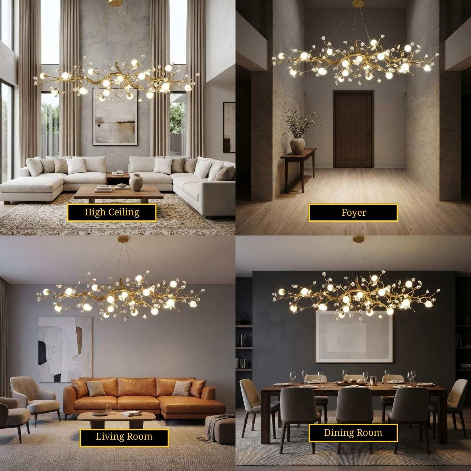 Orgi Statement Linear Branch Chandelier - Gold47.24"(120cm)Warm white 3000KBlushlighting