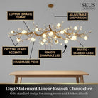 Orgi Statement Linear Branch Chandelier - Gold47.24"(120cm)Warm white 3000KBlushlighting