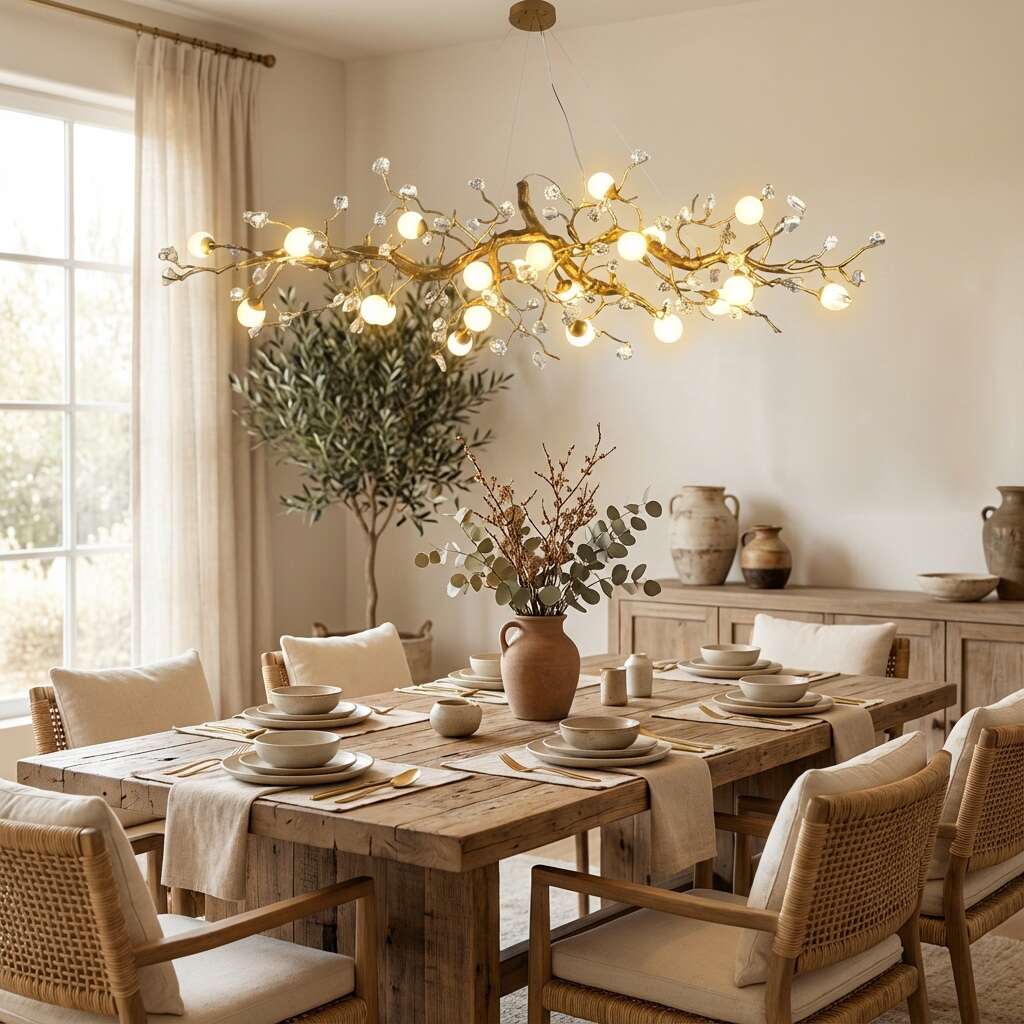 Orgi Statement Linear Branch Chandelier - Gold47.24"(120cm)Warm white 3000KBlushlighting