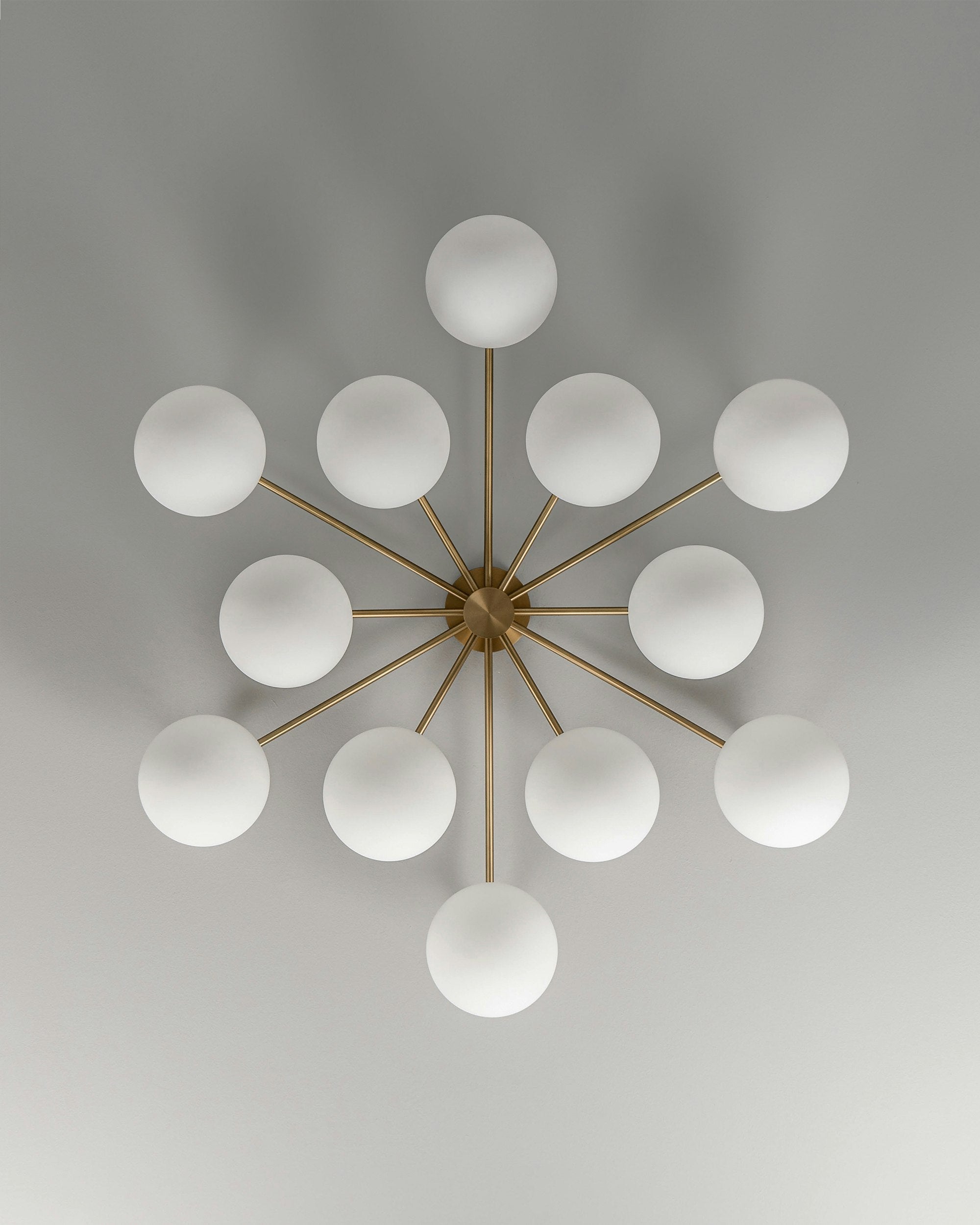 Orion Oval Flush Mount Base Chandelier Ø47.8″ - Lacquered burnished brassSoda Lime Triplex Opal Matte GlassBlushlighting