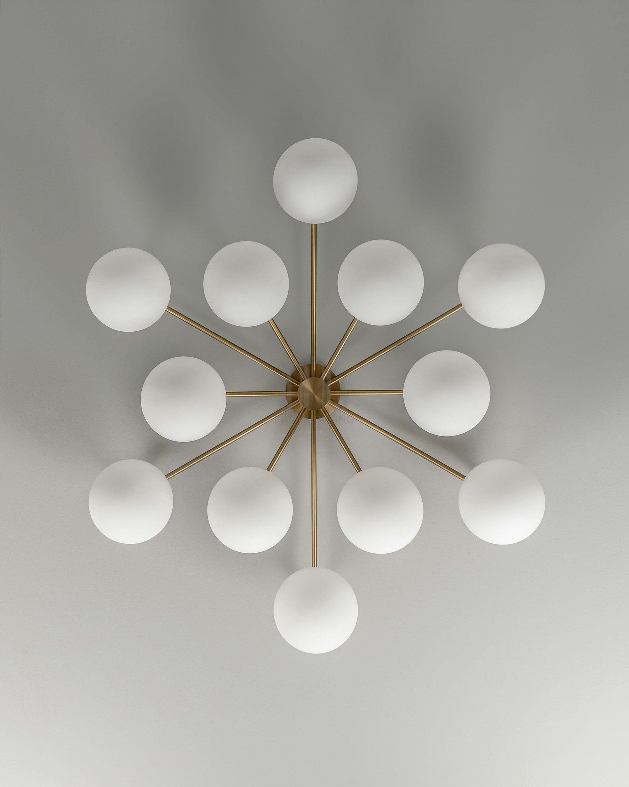 Orion Oval Flush Mount Base Chandelier Ø47.8″ - Lacquered burnished brassSoda Lime Triplex Opal Matte GlassBlushlighting