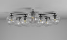 Orion Oval Flush Mount Base Chandelier Ø47.8″ - Black gunmetalBorosilicate Transparent Ribbon GlassBlushlighting