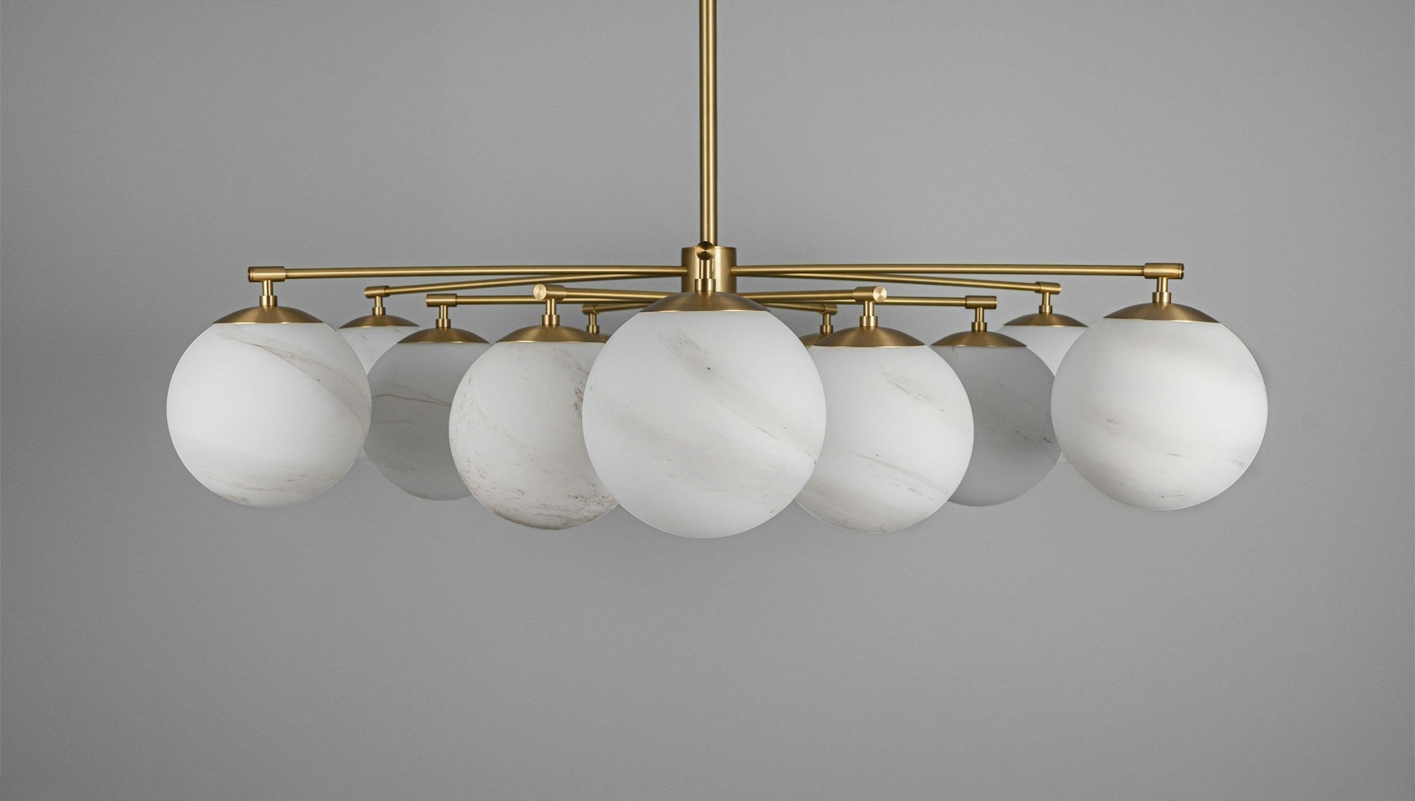 Orion Oval Flush Mount Base Chandelier Ø47.8″ - Black gunmetalBorosilicate Transparent Ribbon GlassBlushlighting