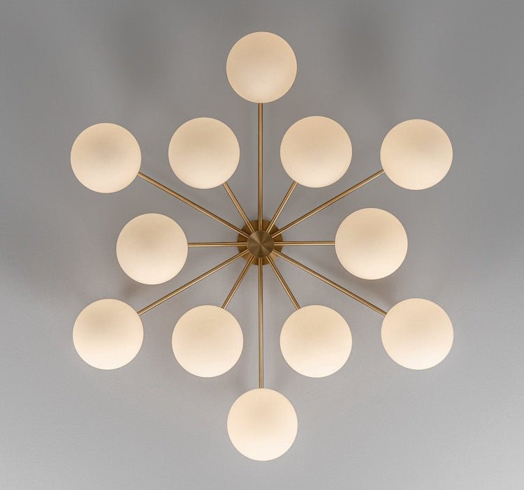 Orion Oval Flush Mount Base Chandelier Ø47.8″ - Lacquered burnished brassSoda Lime Triplex Opal Matte GlassBlushlighting