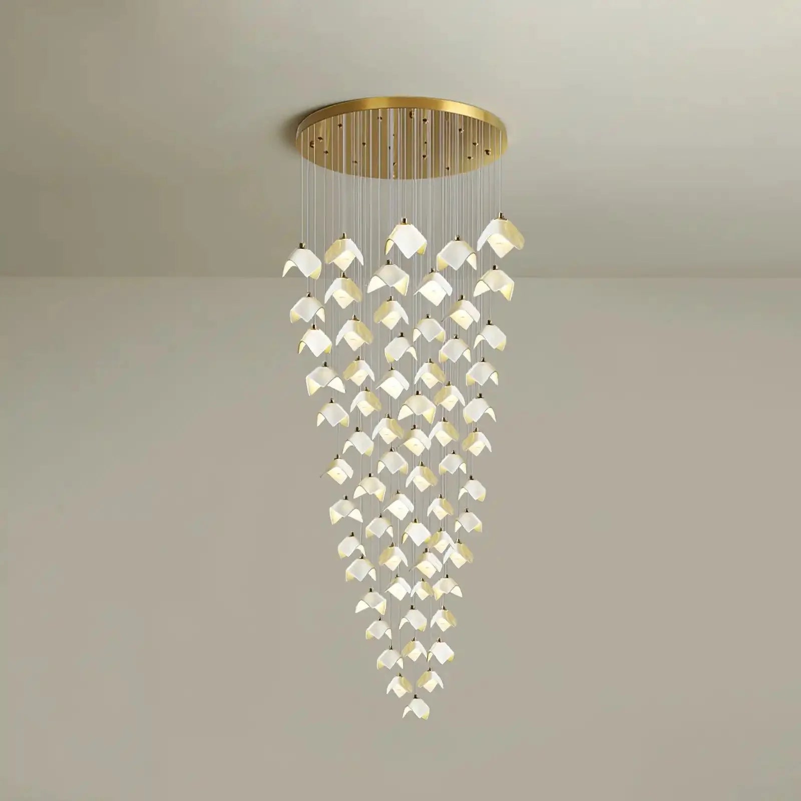 Orlani Bloom Cascade Stairs Chandelier - 64 - lights A Size: ∅ 39.4″ x H 98.4″Blushlighting