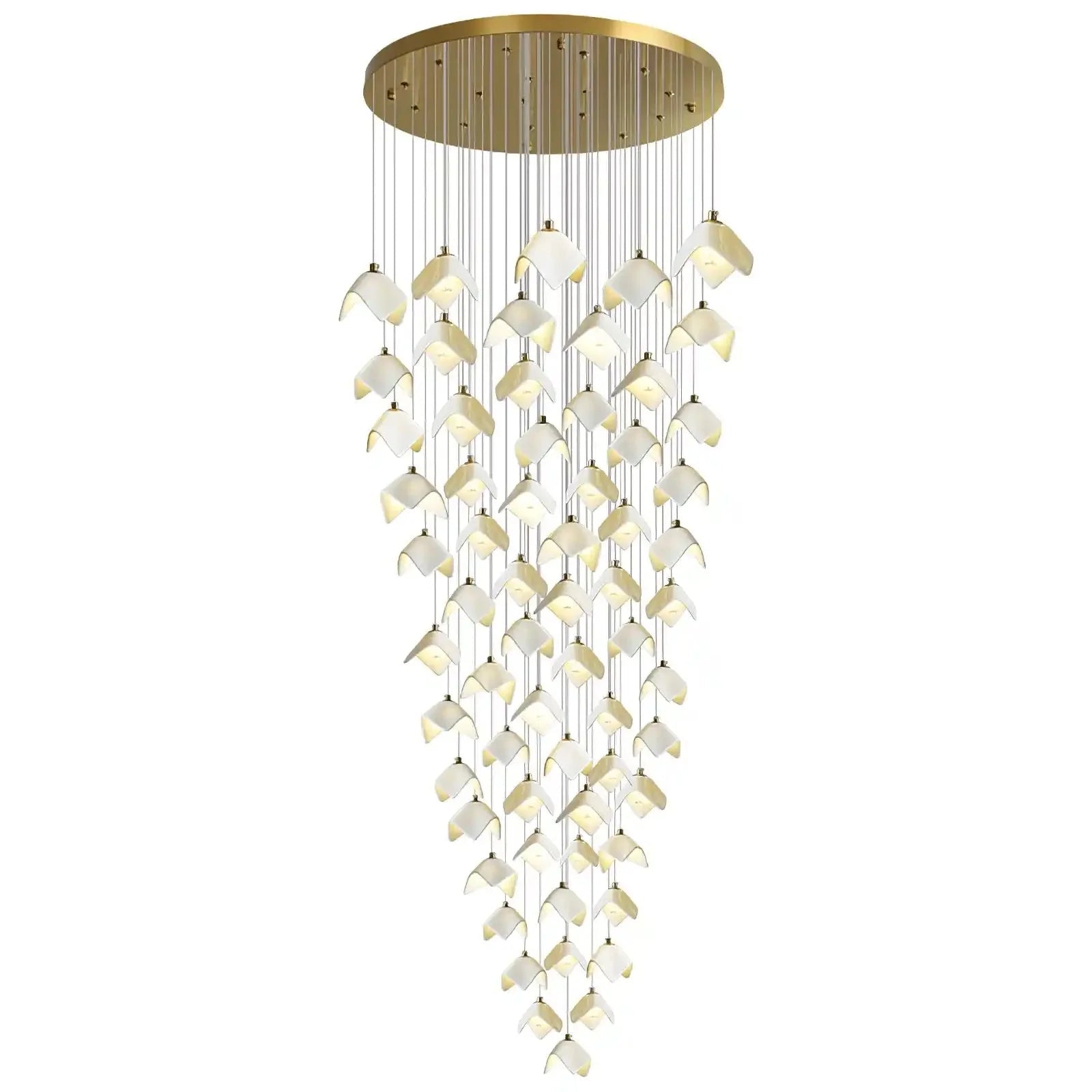 Orlani Bloom Cascade Stairs Chandelier - 64-lights B Size: ∅ 39.4″ x H 157.4″Blushlighting