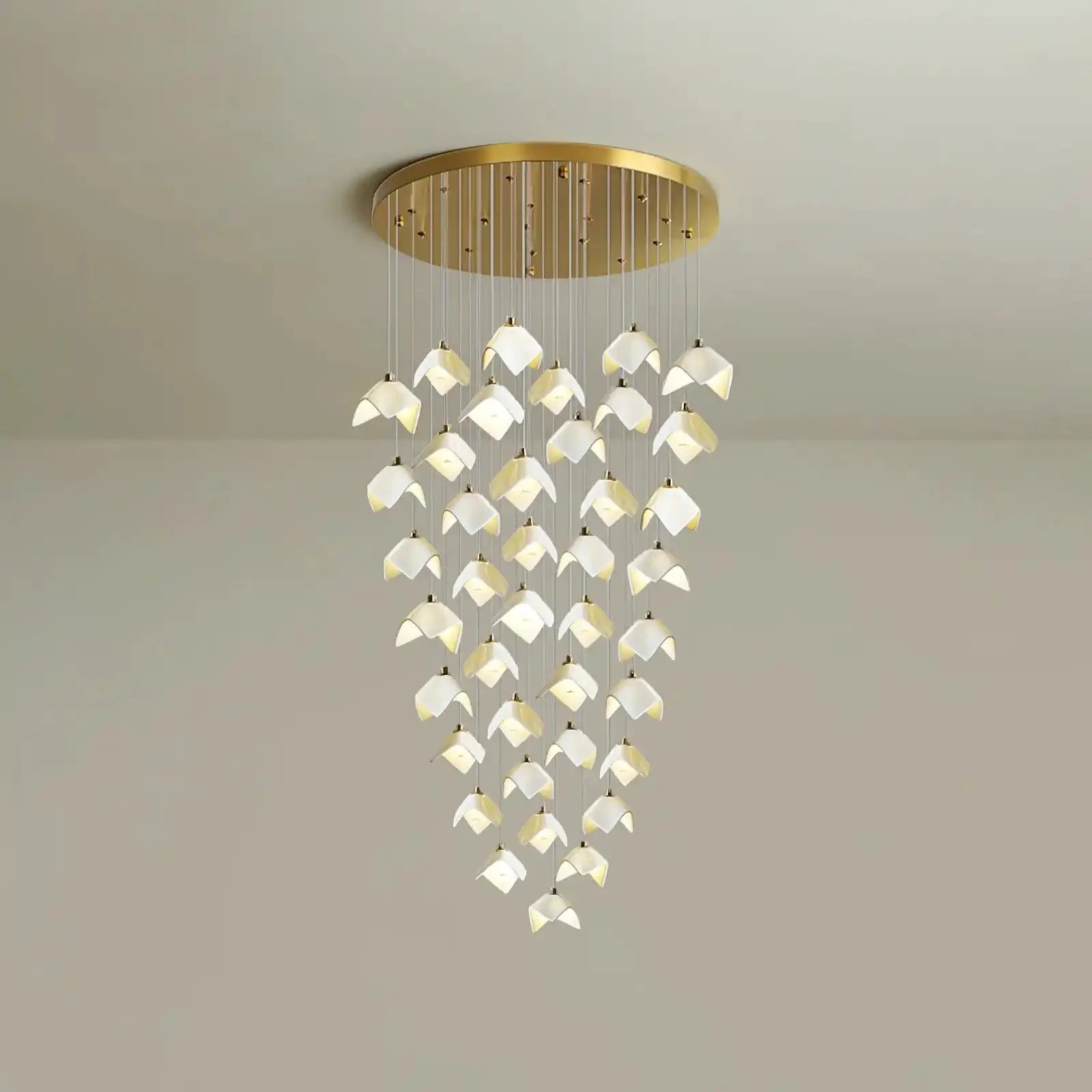 Orlani Bloom Cascade Stairs Chandelier - 64 - lights B Size: ∅ 39.4″ x H 157.4″Blushlighting