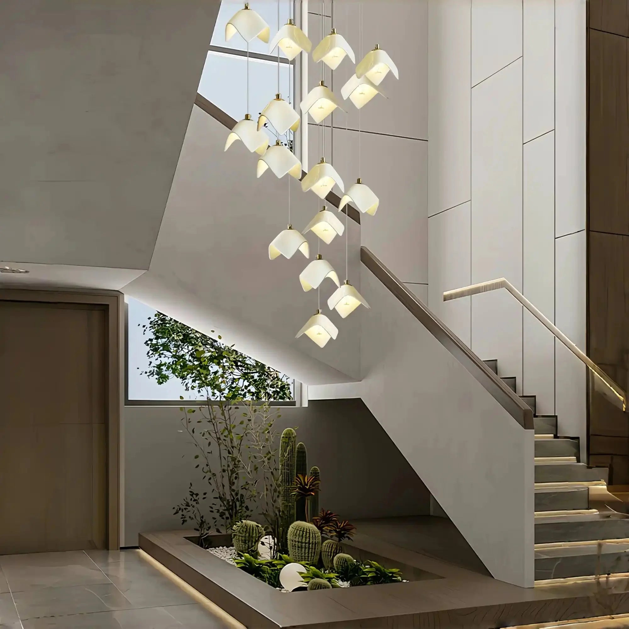 Orlani Bloom Cascade Stairs Chandelier - 64 - lights B Size: ∅ 39.4″ x H 157.4″Blushlighting