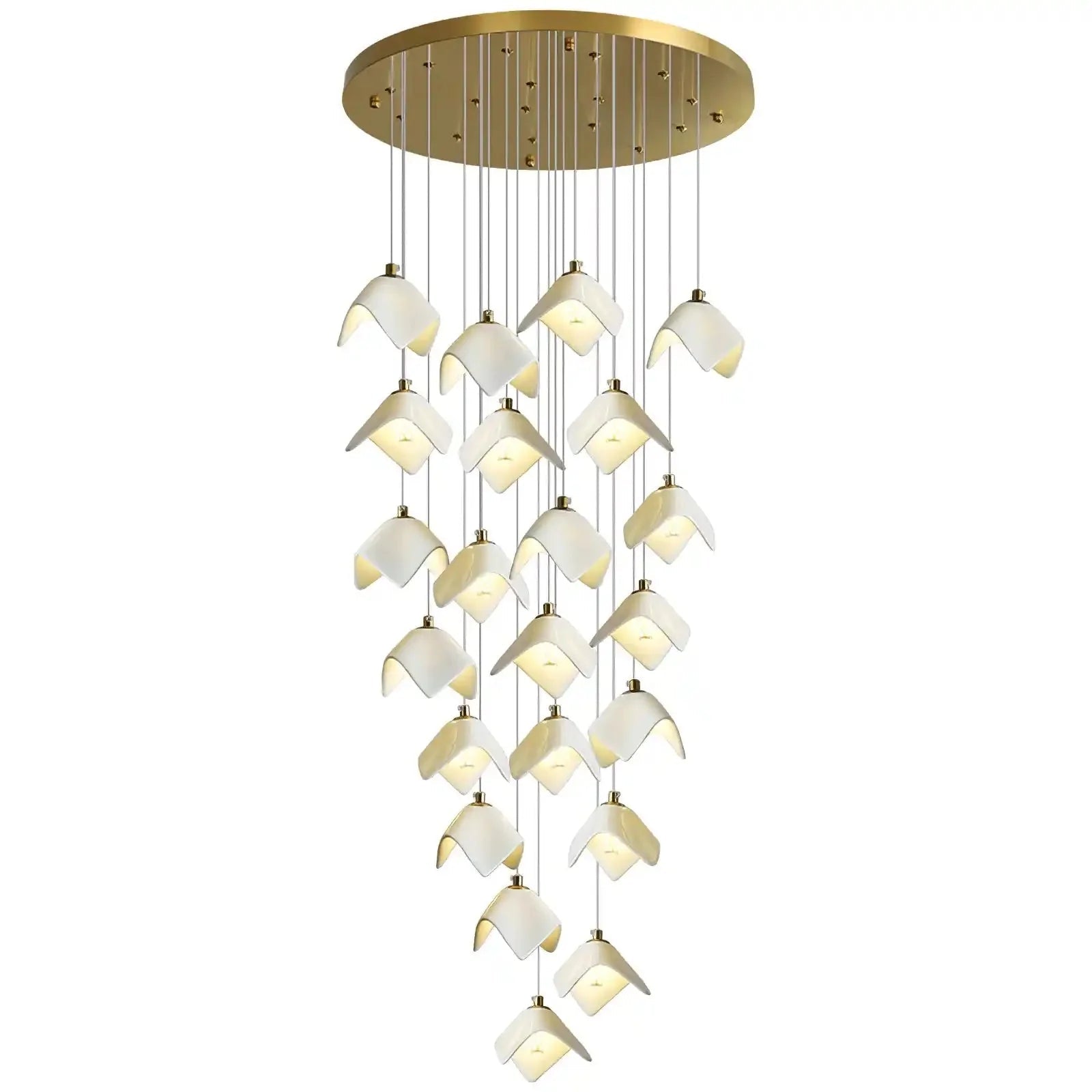 Orlani Bloom Cascade Stairs Chandelier - 64-lights B Size: ∅ 39.4″ x H 157.4″Blushlighting