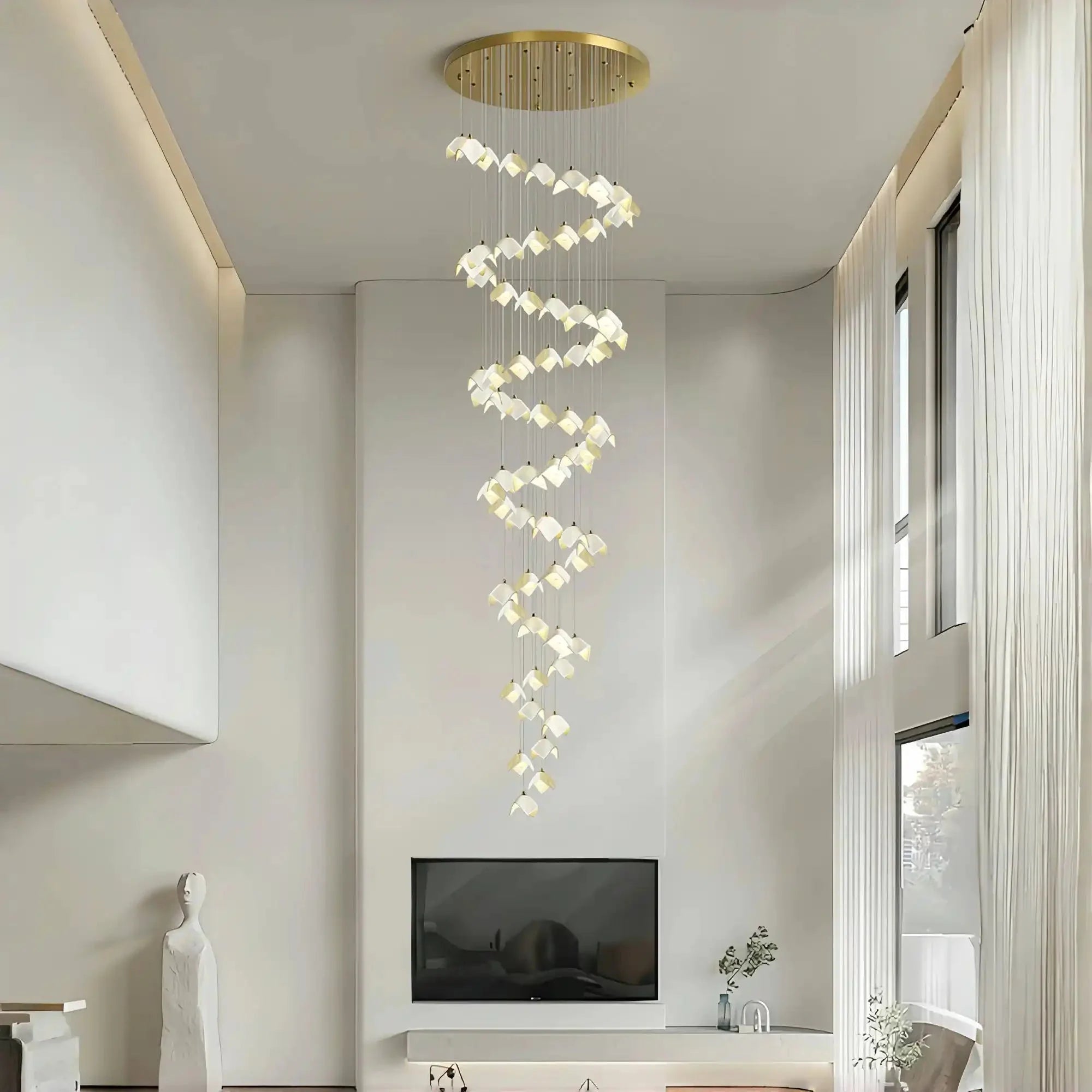 Orlani Bloom Cascade Stairs Chandelier - 7 - light A Size: ∅ 11.8″ x H 59.1″Blushlighting