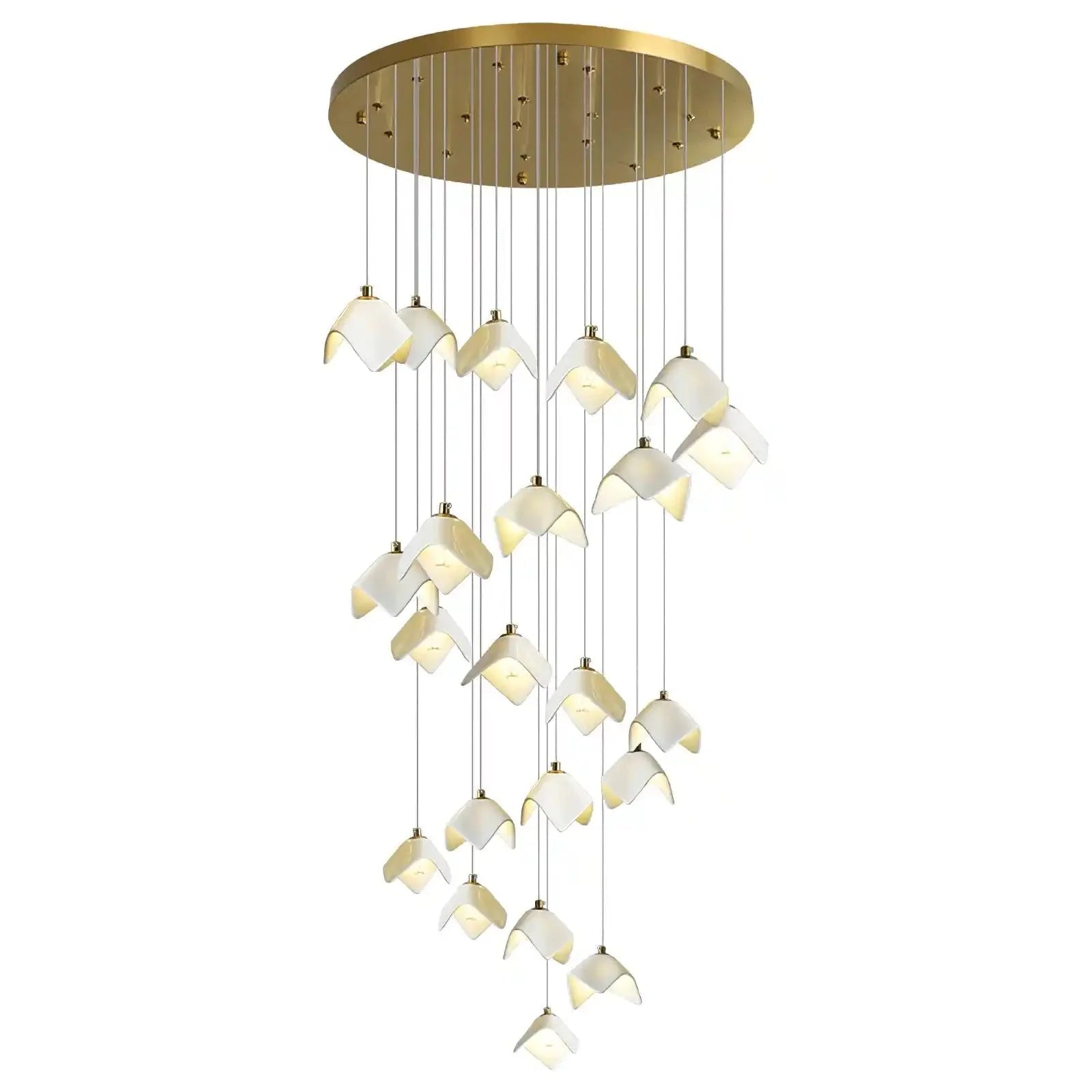 Orlani Bloom Cascade Stairs Chandelier - 64-lights B Size: ∅ 39.4″ x H 157.4″Blushlighting