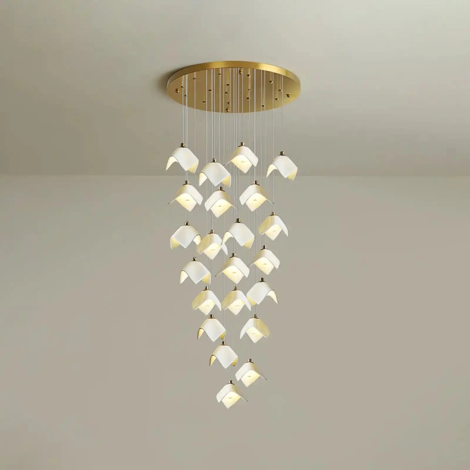 Orlani Bloom Cascade Stairs Chandelier - 64 - lights B Size: ∅ 39.4″ x H 157.4″Blushlighting