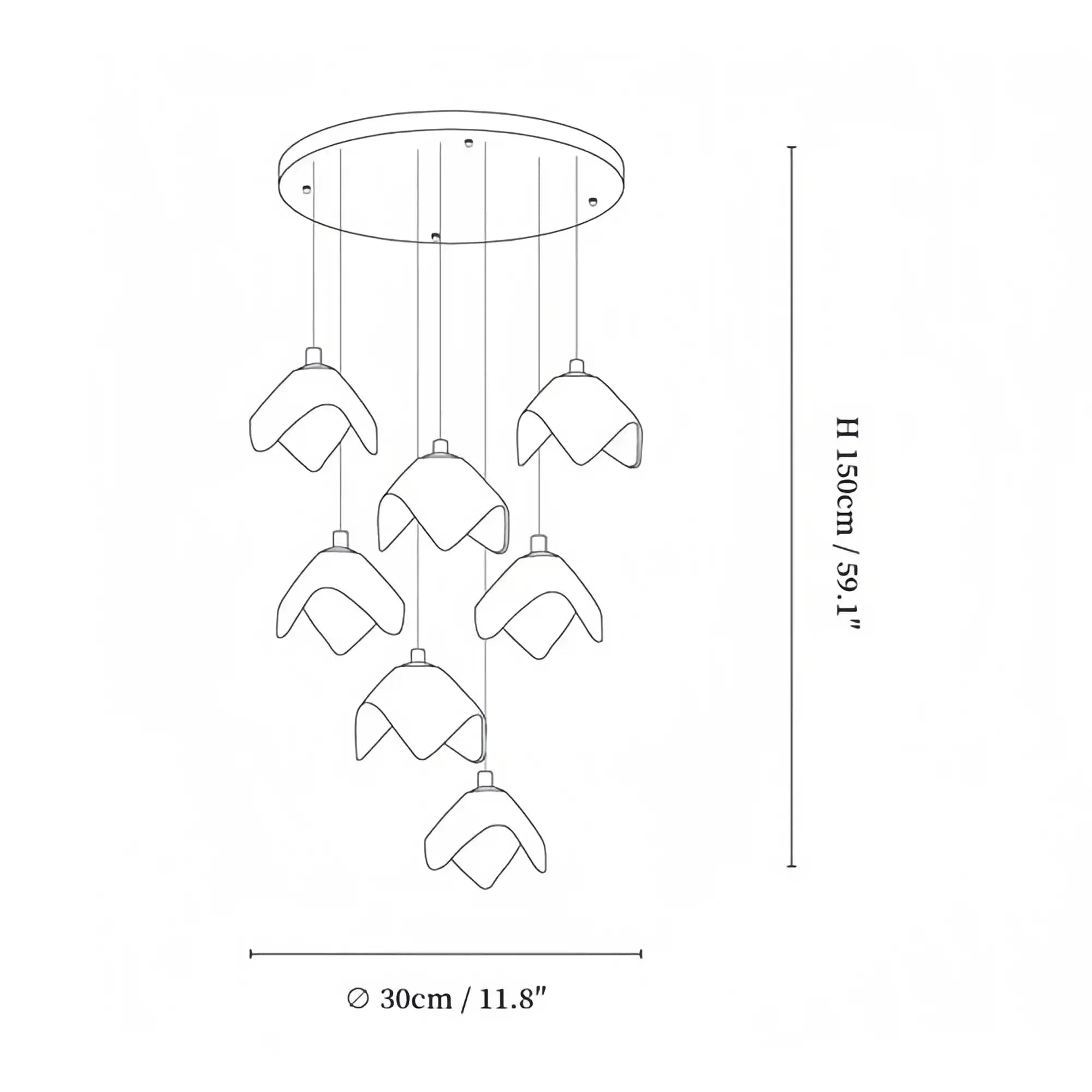 Orlani Bloom Cascade Stairs Chandelier - 64 - lights B Size: ∅ 39.4″ x H 157.4″Blushlighting