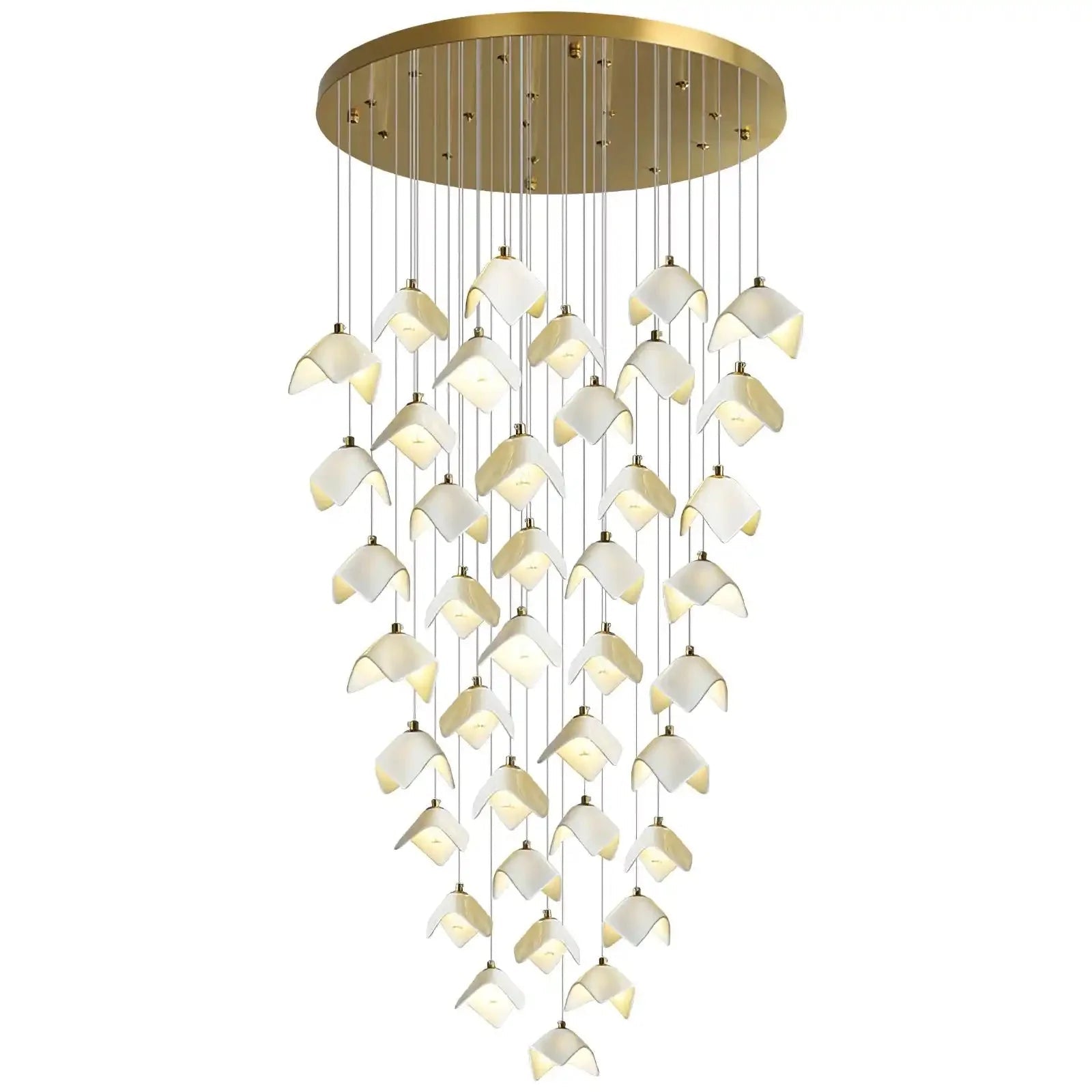 Orlani Bloom Cascade Stairs Chandelier - 64-lights B Size: ∅ 39.4″ x H 157.4″Blushlighting