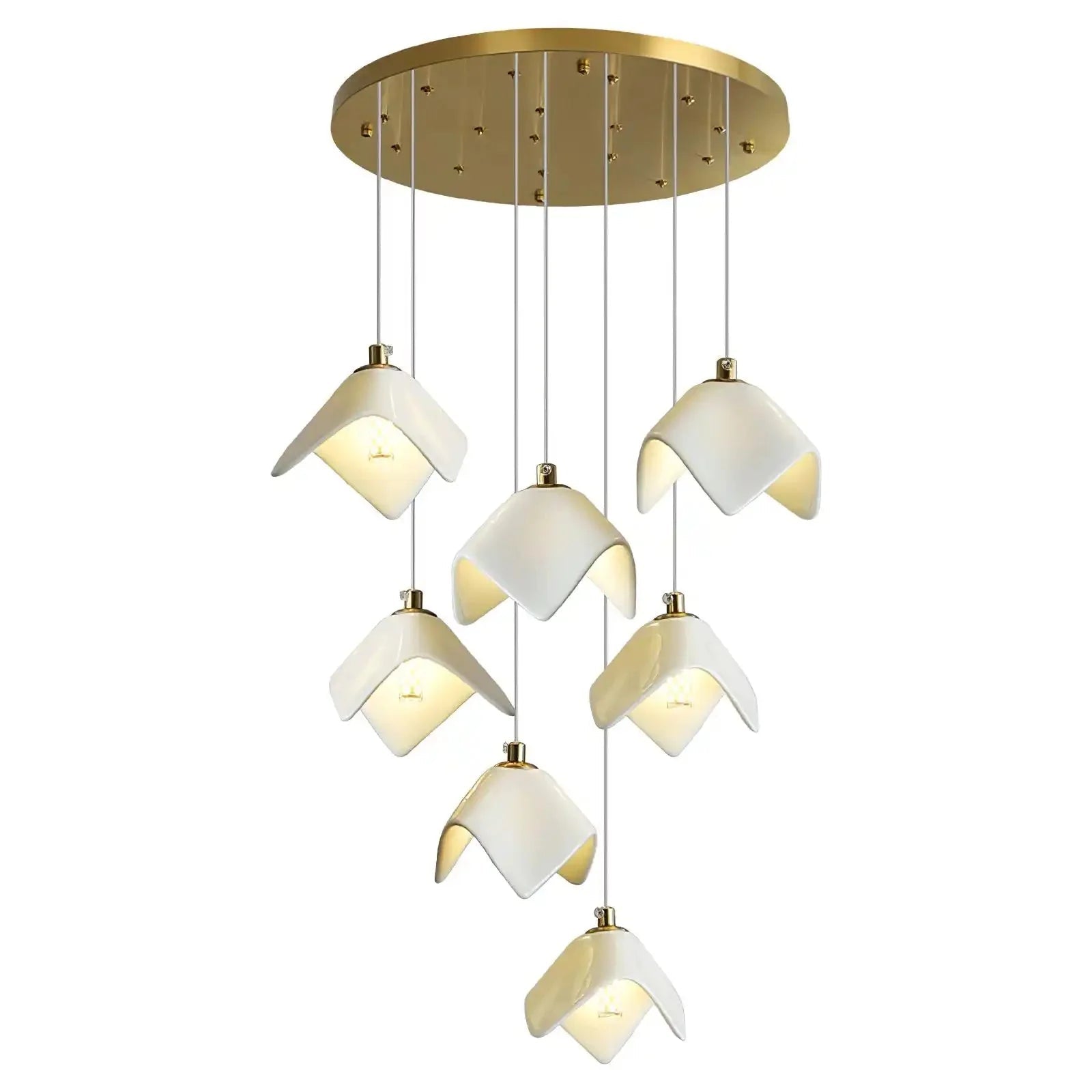 Orlani Bloom Cascade Stairs Chandelier - 64-lights B Size: ∅ 39.4″ x H 157.4″Blushlighting