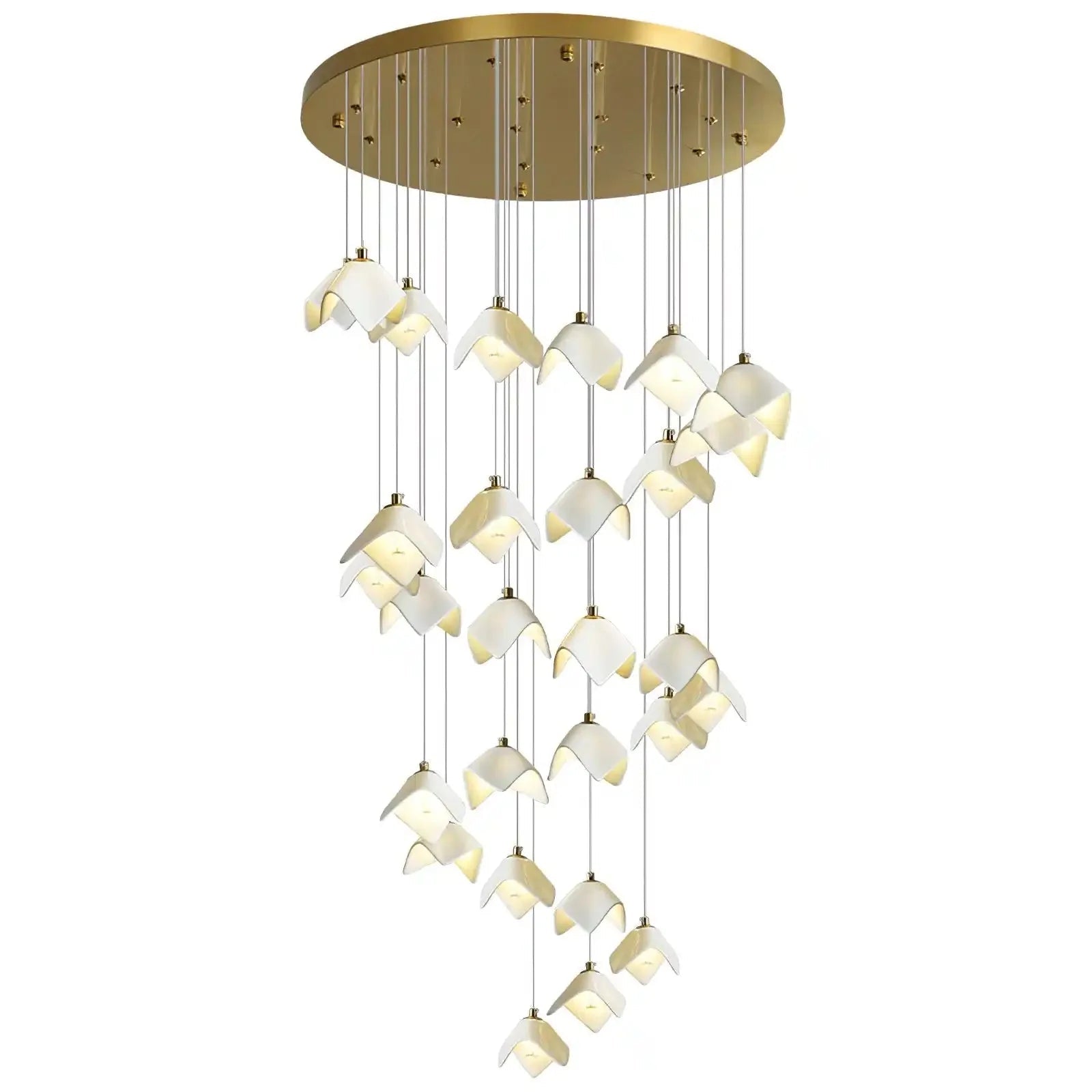 Orlani Bloom Cascade Stairs Chandelier - 64-lights B Size: ∅ 39.4″ x H 157.4″Blushlighting