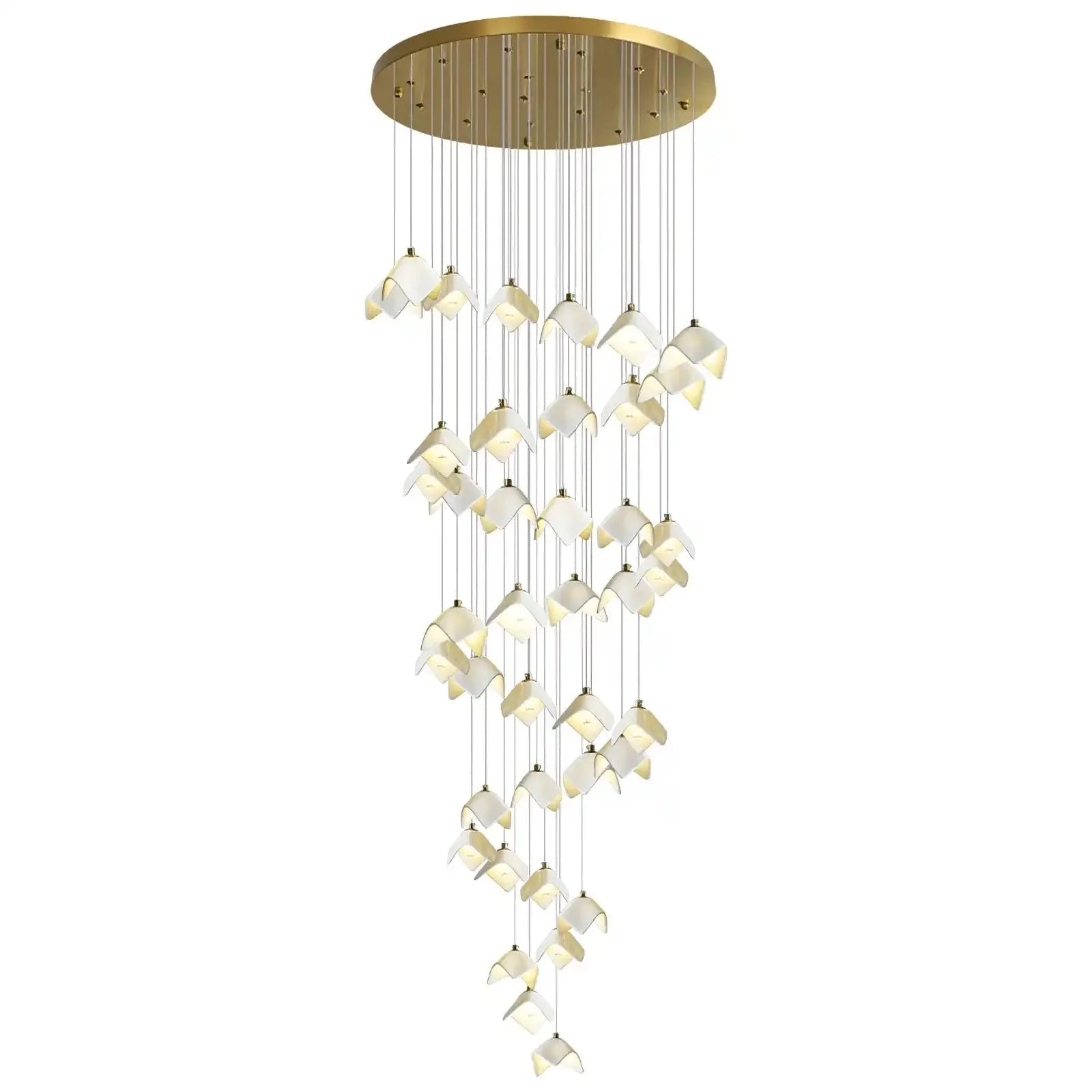 Orlani Bloom Cascade Stairs Chandelier - 64-lights B Size: ∅ 39.4″ x H 157.4″Blushlighting