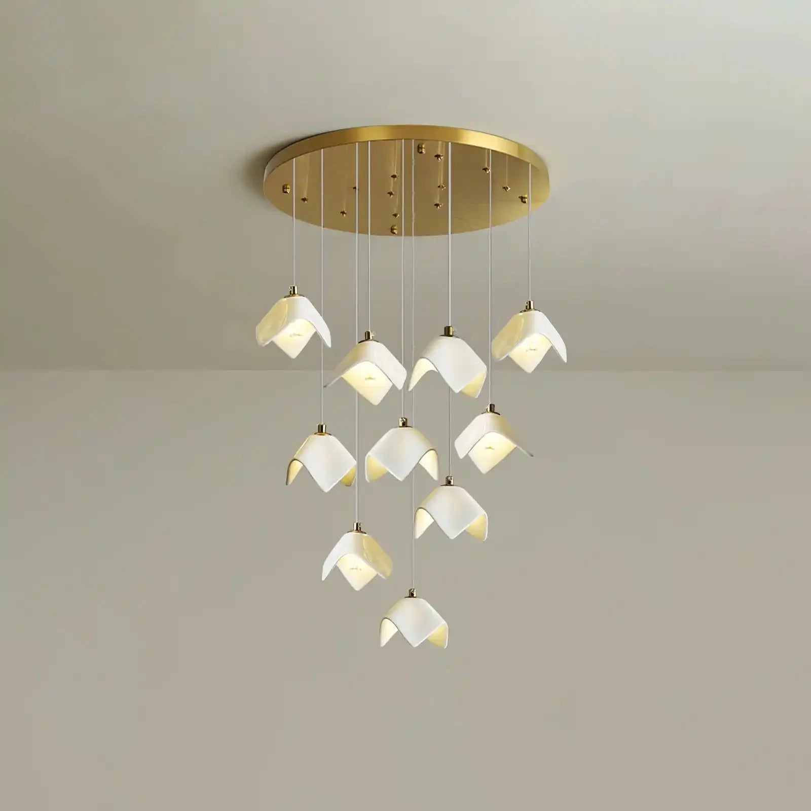 Orlani Bloom Cascade Stairs Chandelier - 10 - light A Size: ∅ 15.7″ x H 59.1″Blushlighting
