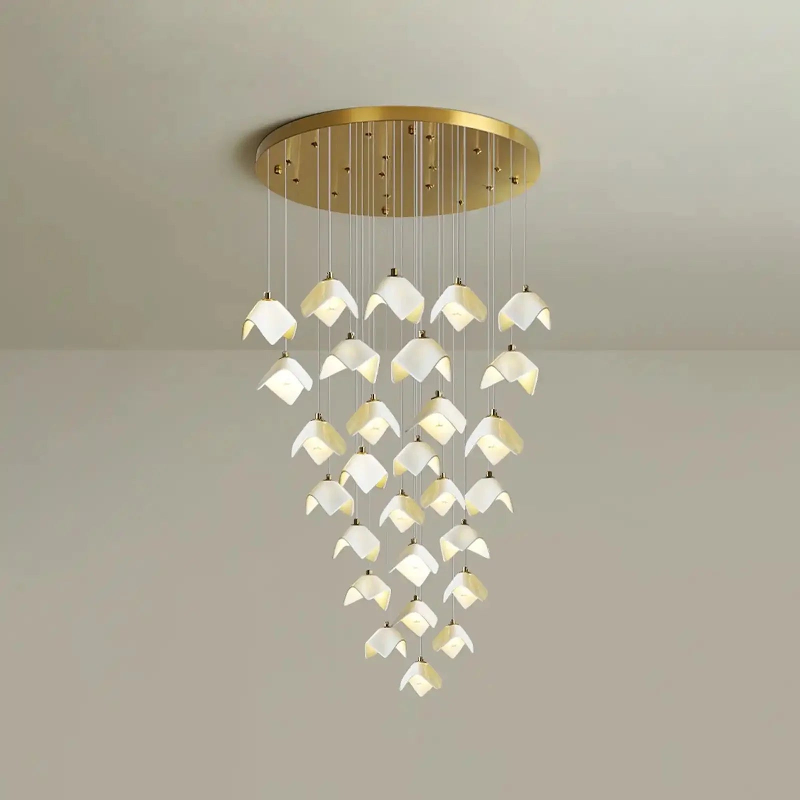Orlani Bloom Cascade Stairs Chandelier - 28 - lights A Size: ∅ 27.6″ x H 78.7″Blushlighting