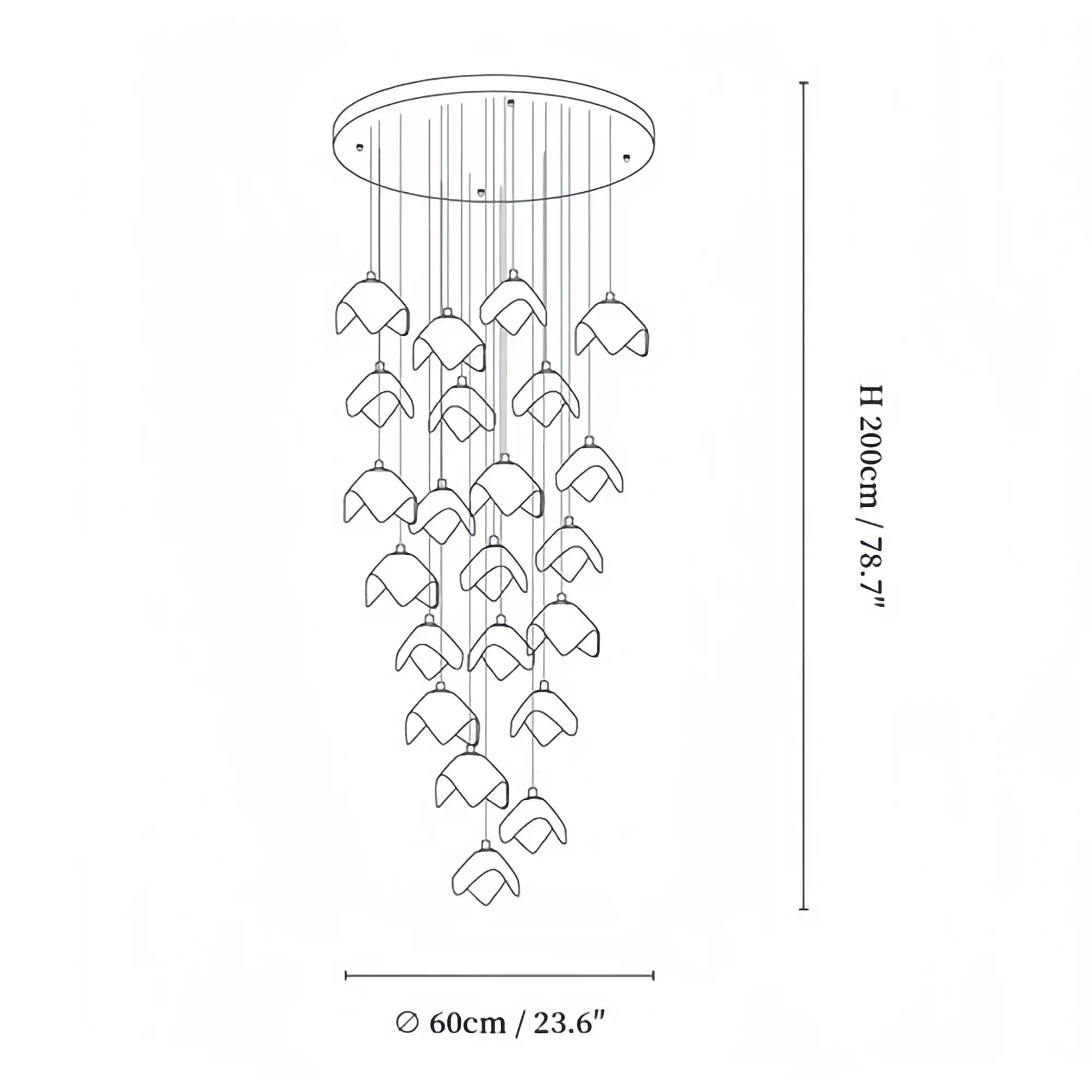 Orlani Bloom Cascade Stairs Chandelier - Blushlighting