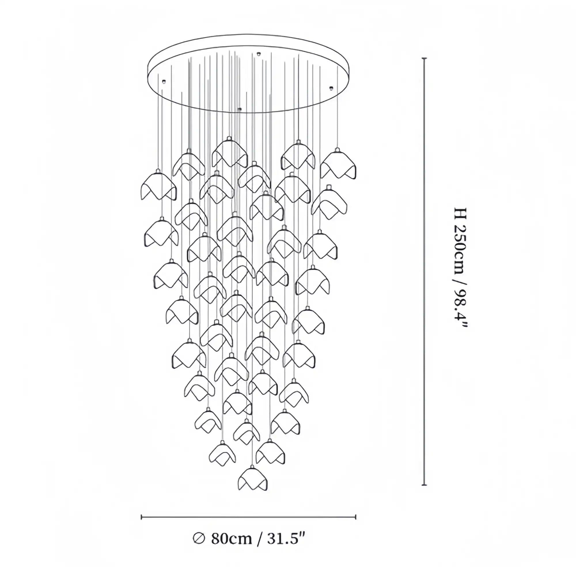 Orlani Bloom Cascade Stairs Chandelier - Blushlighting