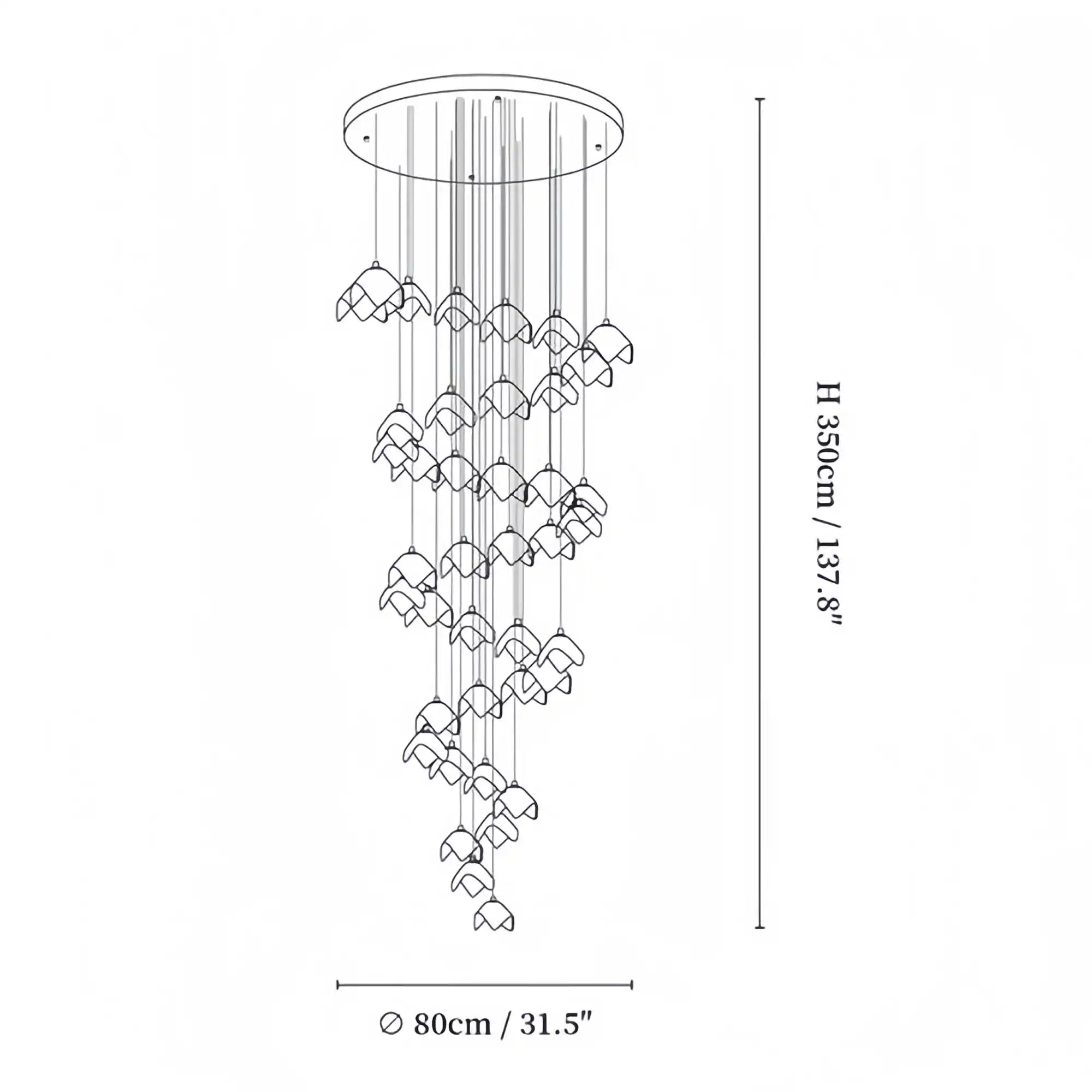 Orlani Bloom Cascade Stairs Chandelier - Blushlighting
