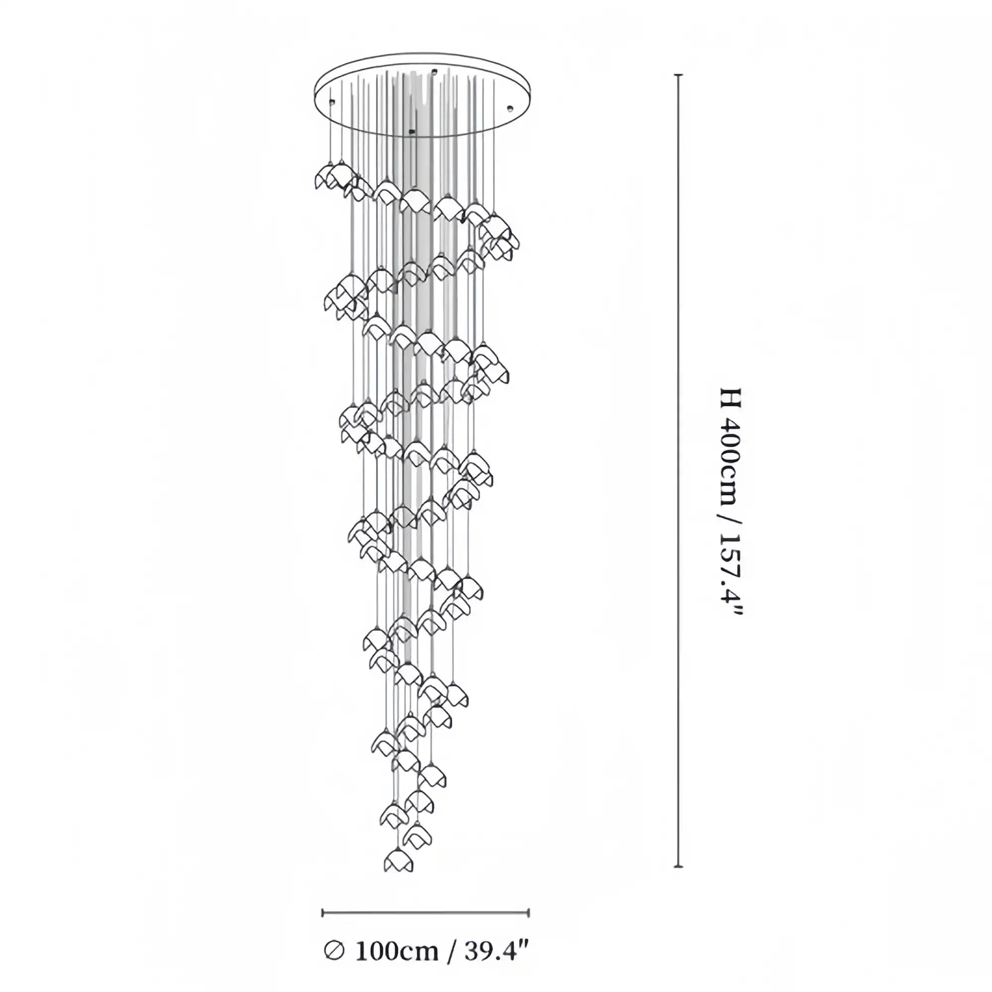 Orlani Bloom Cascade Stairs Chandelier - Blushlighting
