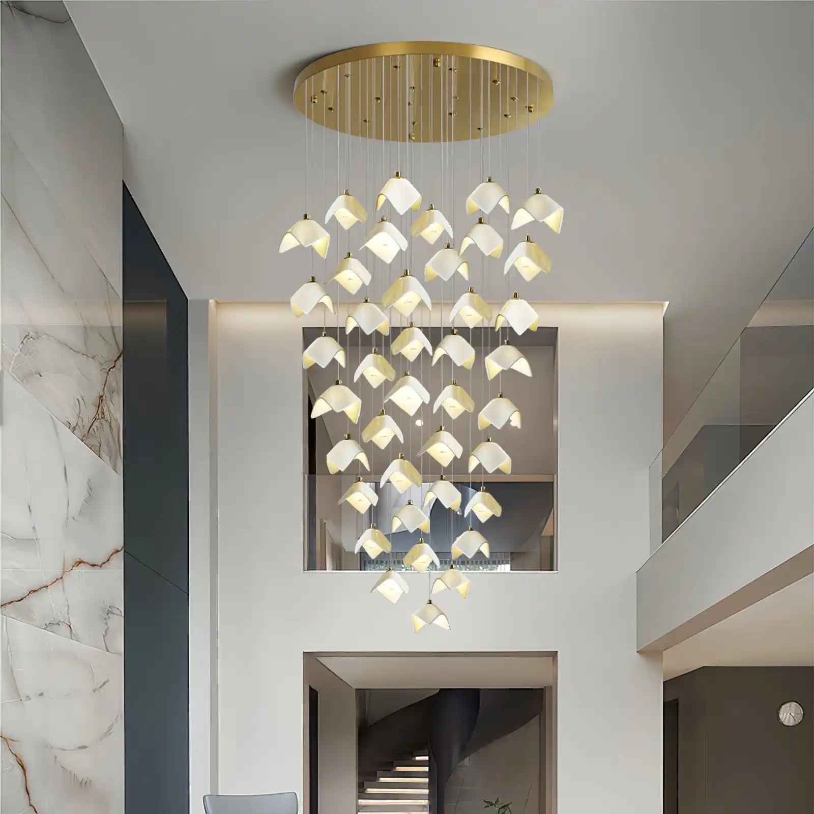 Orlani Bloom Cascade Stairs Chandelier - Blushlighting