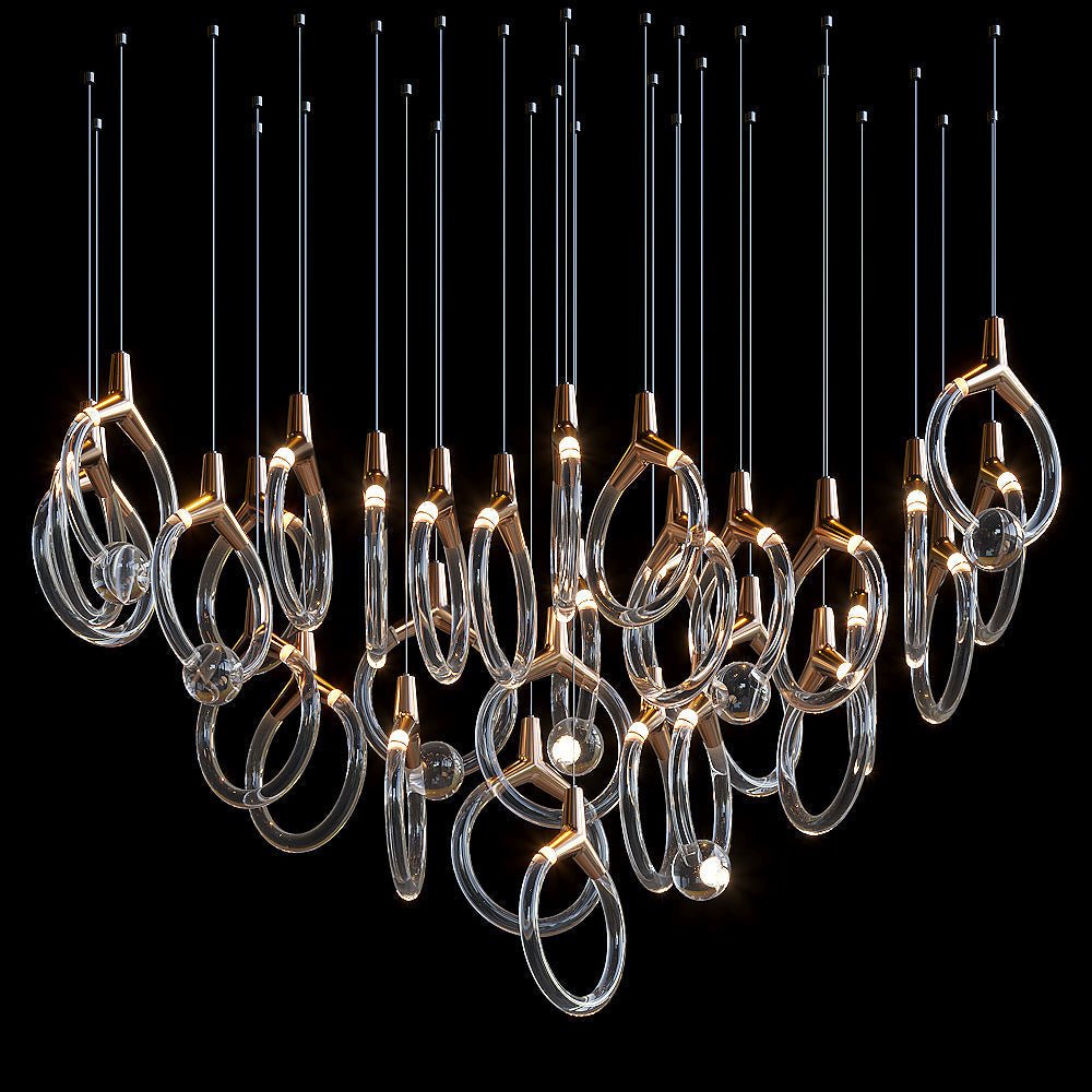 Orvella Crystal Orbit Scatter Chandelier - 46" D × 98" HBlushlighting