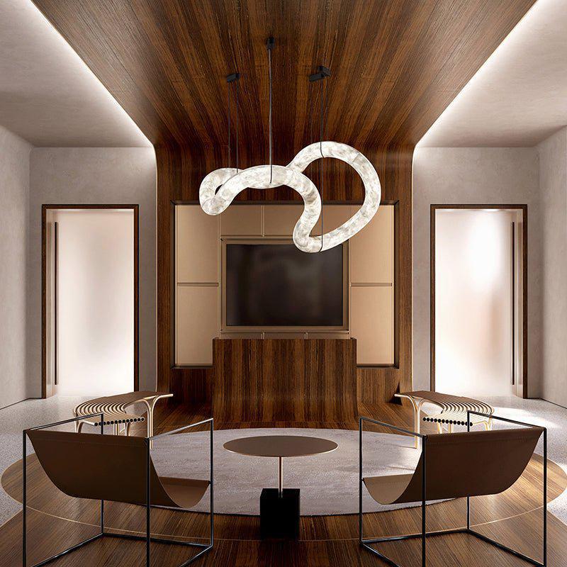 Oslo Infinity Symmetrical Entryway Alabaster Pendant Light-Blushlighting