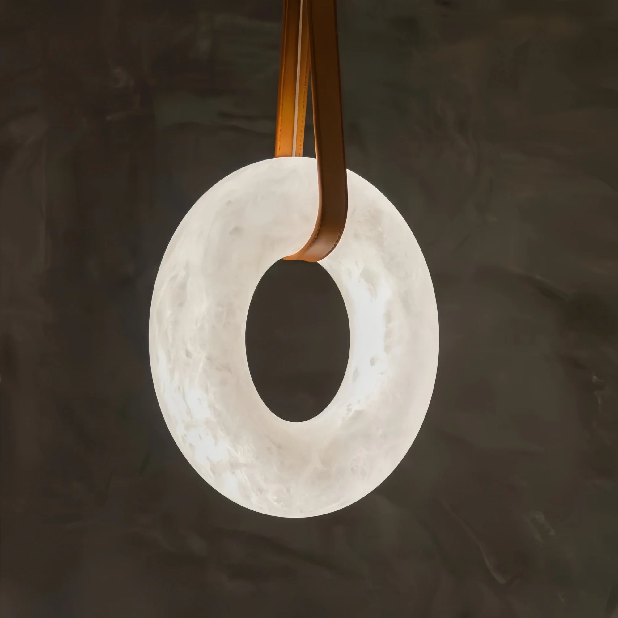 Oslo L1P Pendant Alabaster Chandelier, Halo Ring Chandelier With canopy Over Dining Table-Chandelier-Blushlighting