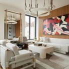 Oslo L1P Pendant Alabaster Chandelier, Halo Ring Chandelier With canopy Over Dining Table-Chandelier-Blushlighting